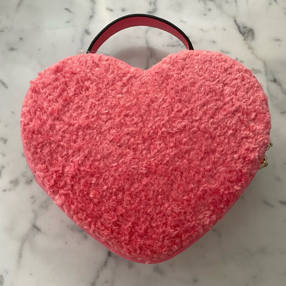 🆕 KATE SPADE | Love Shack Heart Crossbody Pink Pomegranate Faux Fur - Picture 7 of 16